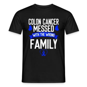 Colorectal Cancer family Blue Ribbon Awareness - Men's T-Shirt - black - Front - AI Model Male 178 light (178cm)