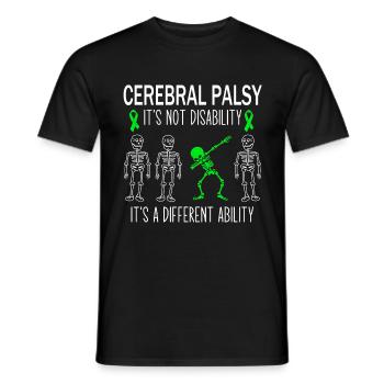 Cerebral Palsy Awareness Dabbing Green Ribbon - T-shirt homme - noir - Devant - AI Model Male 178 light (178cm)