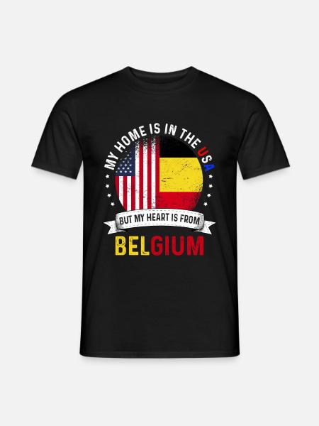 Belgian American Flag Belgian Roots USA Citizen - T-shirt homme - noir