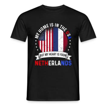 Dutch American Flag Dutch Roots USA Citizen - Männer T-Shirt - Schwarz - Vorne - AI Model Male 178 light (178cm)