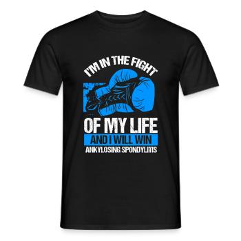 Ankylosing Spondylitis Awareness Blue Ribbon - Men's T-Shirt - black - Front - AI Model Male 178 light (178cm)
