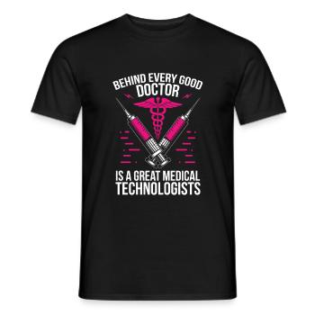 Lab Tech Behind every Good Doctor Great Medical - Men's T-Shirt - black - Front - AI Model Male 178 light (178cm)