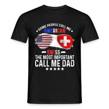 Swiss American Dad Fathers Day Papa SwitzerlandSwi - Men's T-Shirt - black - Front - AI Model Male 178 light (178cm)
