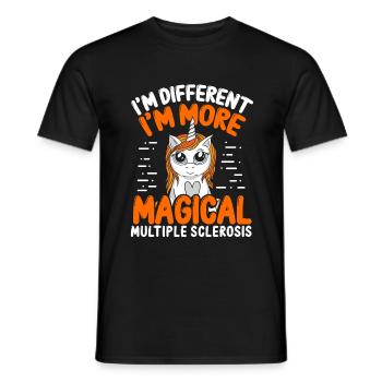 Multiple Sclerosis Awareness Unicorn Orange Ribbon - Men's T-Shirt - black - Front - AI Model Male 178 light (178cm)