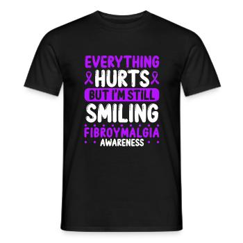 Fibromyalgia Awareness Purple Ribbon Warrior - T-shirt homme - noir - Devant - AI Model Male 178 light (178cm)