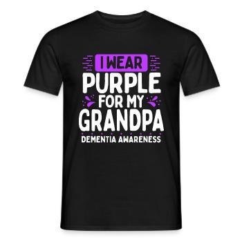 Dementia Awareness Purple Ribbon Grandfather - Men's T-Shirt - black - Front - AI Model Male 178 light (178cm)