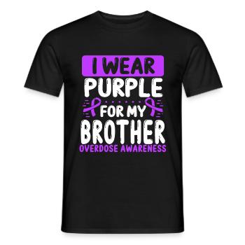 Brother Purple Ribbon Sensibilisation aux surdoses jumelles - T-shirt homme - noir - Devant - AI Model Male 178 light (178cm)