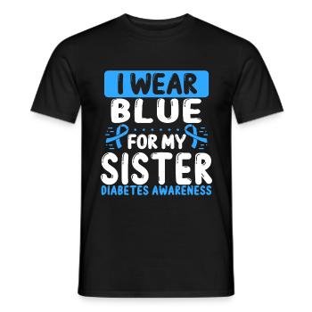 Sister Blue Ribbon Twin Diabetes Awareness - Men's T-Shirt - black - Front - AI Model Male 178 light (178cm)