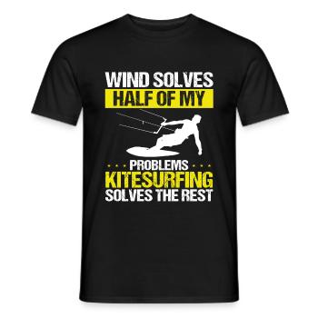Kiteboarding Kitesurfer Kiteboarder Wind - Men's T-Shirt - black - Front - AI Model Male 178 light (178cm)