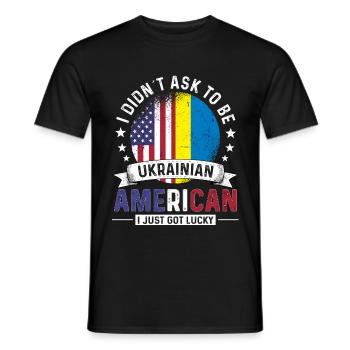 Drapeaux ukrainiens américains Fierté Ukraine Drapeau - T-shirt homme - noir - Devant - AI Model Male 178 light (178cm)