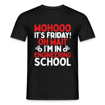 Guide d’étude d’ingénieur École d’étudiants en ingénierie - T-shirt homme - noir - Devant - AI Model Male 178 light (178cm)