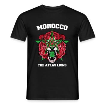 Morocco Lion Flag Jersey Football Team Sport - Men's T-Shirt - black - Front - AI Model Male 178 light (178cm)