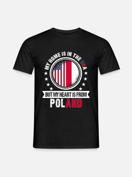 Amerykańska Flaga Polski Serce z Polski Patriot - T-shirt męski - czarny