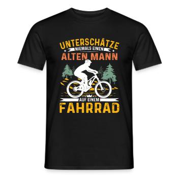 Never underestimate an old man with a bike - Men's T-Shirt - black - Front - AI Model Male 178 light (178cm)