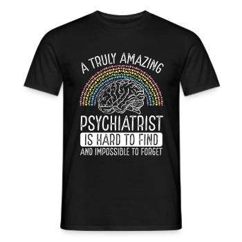 Psychiatre Badge Reel Psychiatre Psychologie - T-shirt homme - noir - Devant - AI Model Male 178 light (178cm)