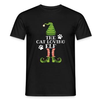 The Cat Lover Elf - Katzenbesitzer Weihnachten - Männer T-Shirt - Schwarz - Vorne - AI Model Male 178 light (178cm)