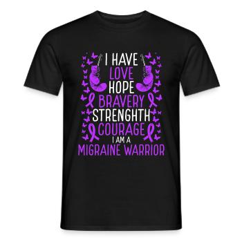 Migraine Sensibilisation Paix Espoir Migraine Guerrier - T-shirt homme - noir - Devant - AI Model Male 178 light (178cm)
