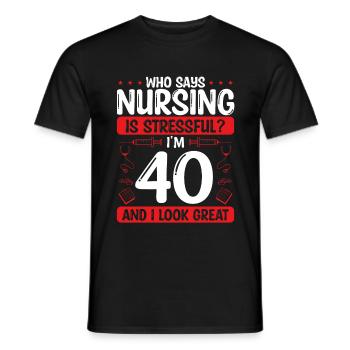 Nurse Appreciation 40th Birthday 40 Years Old - Men's T-Shirt - black - Front - AI Model Male 178 light (178cm)