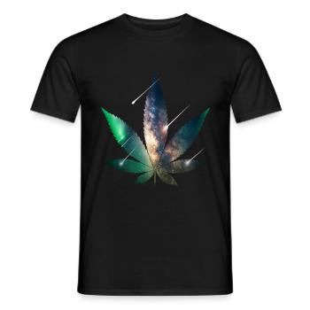 Galaxy Hanfblatt - Cannabis - Weed - Männer T-Shirt - Schwarz - Vorne - AI Model Male 178 light (178cm)