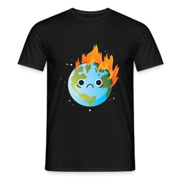 Burning Sad Earth on Fire # Jour de la Terre! - T-shirt homme - noir - Devant - AI Model Male 178 light (178cm)