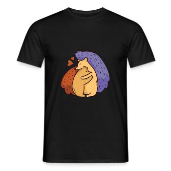 Zwei Igel die sich Lieben mit Herzen Geschenk - Männer T-Shirt - Schwarz - Vorne - AI Model Male 178 light (178cm)
