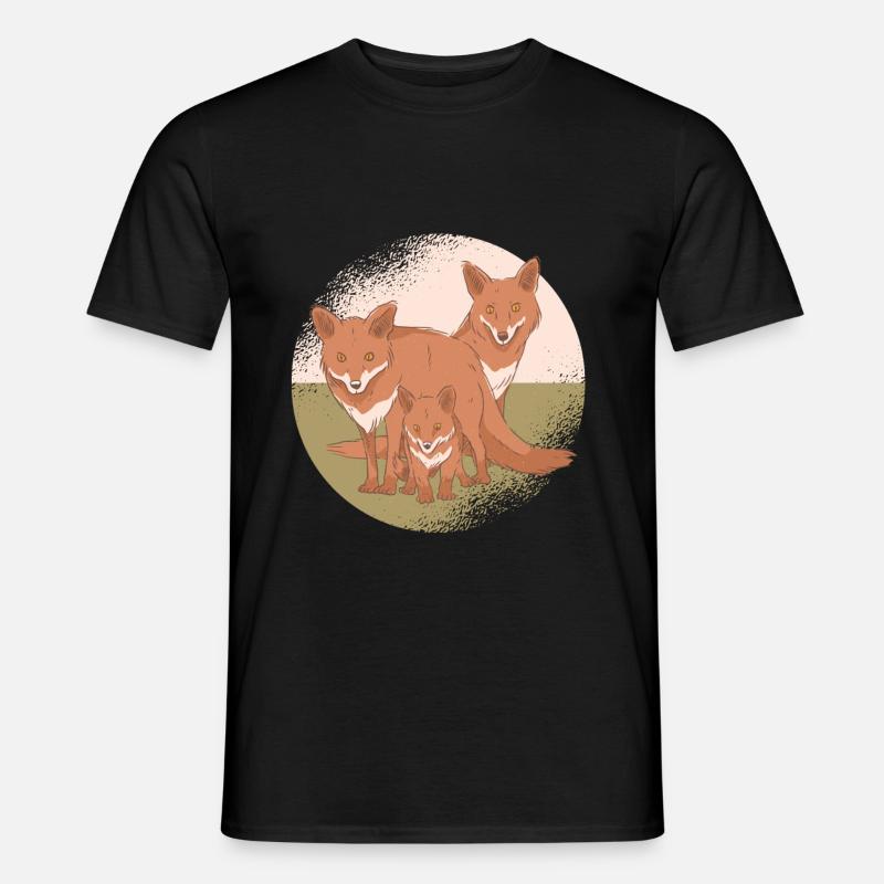 Fuchs Familie Vater Mutter Kind Fuchs - Männer T-Shirt - Schwarz