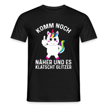 Einhorn frech lustig Geschenk Mittelfinger witzig - Männer T-Shirt - Schwarz - Vorne - AI Model Male 178 light (178cm)