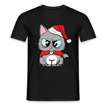 Tee-shirt chats rigolos chat mignon noël - T-shirt homme - noir - Devant - AI Model Male 178 light (178cm)