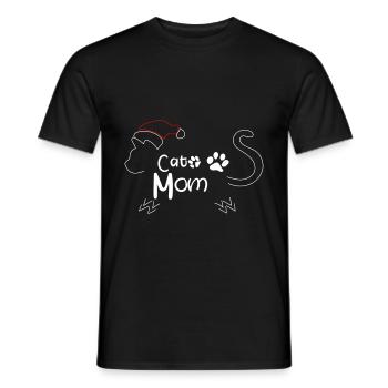 Tee-shirt chats rigolos chat mignon noël - T-shirt homme - noir - Devant - AI Model Male 178 light (178cm)