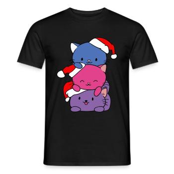 Tee-shirt chats rigolos chat mignon noël - T-shirt homme - noir - Devant - AI Model Male 178 light (178cm)