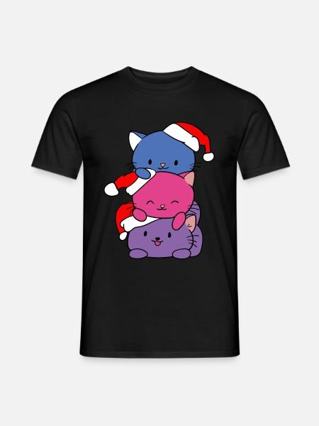 Lustiges Katzen T-Shirt süße Katze Weihnachten - Männer T-Shirt - Schwarz