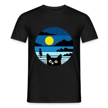Tee-shirt chats rigolos chat mignon noël - T-shirt homme - noir - Devant - AI Model Male 178 light (178cm)