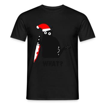Tee-shirt chats rigolos chat mignon noël - T-shirt homme - noir - Devant - AI Model Male 178 light (178cm)