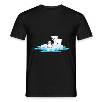 ours polaire mignon et pingouin sur la glace de la banquise - T-shirt homme - noir - Devant - AI Model Male 178 light (178cm)