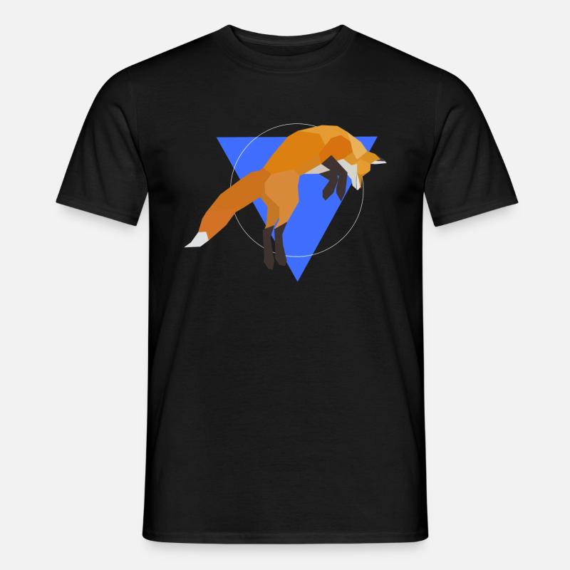 Geometric Fox Jumping - Männer T-Shirt - Schwarz