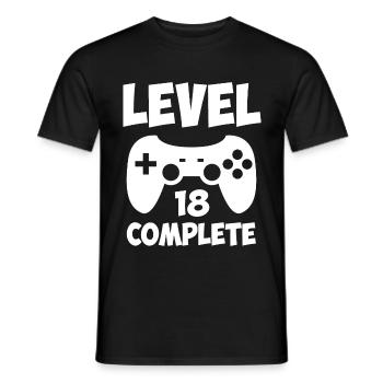 18e anniversaire Niveau 18 terminé Gamer Gaming - T-shirt homme - noir - Devant - AI Model Male 178 light (178cm)