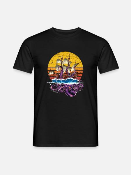 Piraten Seeungeheuer Kraken Oktopus - Männer T-Shirt - Schwarz
