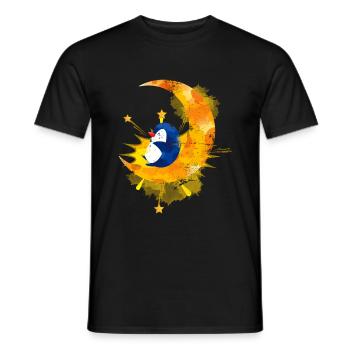 Lune dormir animal motif pingouin - T-shirt homme - noir - Devant - AI Model Male 178 light (178cm)