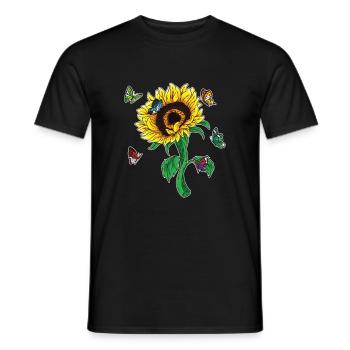 Blumen Geschenk Schmetterling Sonnenblume - Männer T-Shirt - Schwarz - Vorne - AI Model Male 178 light (178cm)