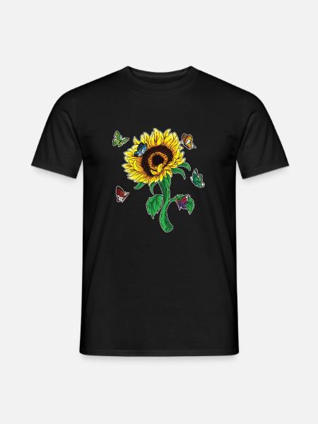 Blumen Geschenk Schmetterling Sonnenblume - Männer T-Shirt - Schwarz