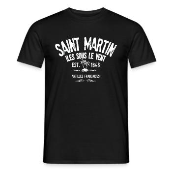 Saint Martin Iles sous le vent - T-shirt homme - noir - Devant - AI Model Male 178 light (178cm)