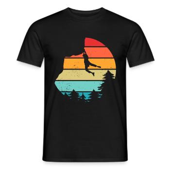 Vintage Retro Sport Climbing Bouldering - Men's T-Shirt - black - Front - AI Model Male 178 light (178cm)