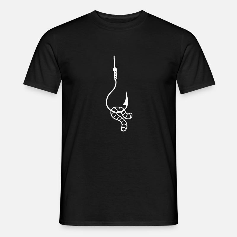 Fish hook with worm - gift idea for worm anglers - Men’s T-shirt - black