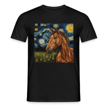 Cheval Van Gogh - T-shirt homme - noir - Devant - AI Model Male 178 light (178cm)