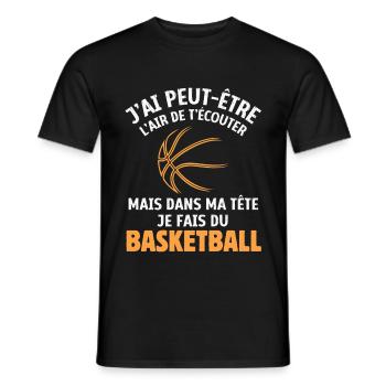 joueur de basketball cadeau basketball - T-shirt homme - noir - Devant - AI Model Male 178 light (178cm)