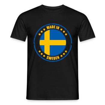 MADE IN SWEDEN, SCHWEDEN - Männer T-Shirt - Schwarz - Vorne - AI Model Male 178 light (178cm)