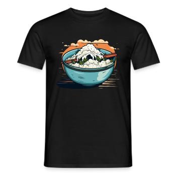 Leckere asiatische Reisbowl Reisschale mit Essstäb - Männer T-Shirt - Schwarz - Vorne - AI Model Male 178 light (178cm)