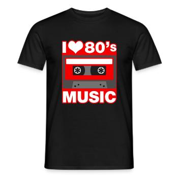 i love 80s music - Men's T-Shirt - black - Front - AI Model Male 178 light (178cm)