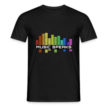 La musique parle - La musique appelle les coups de feu - T-shirt homme - noir - Devant - AI Model Male 178 light (178cm)