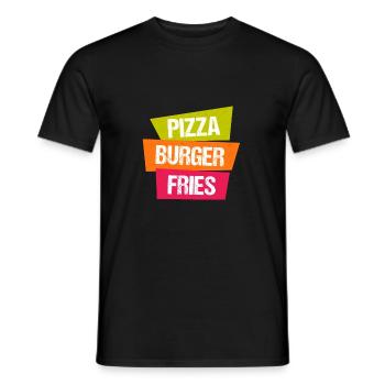 frites Pizza Burger - T-shirt homme - noir - Devant - AI Model Male 178 light (178cm)